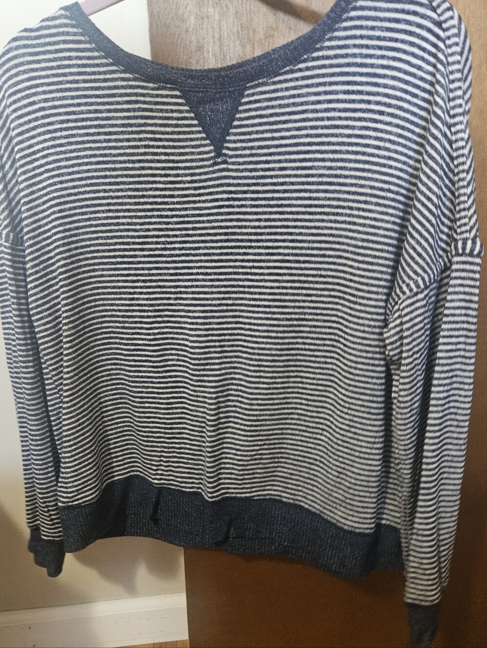 Striped Navy and White Pajama Top